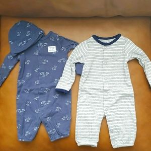 Carter's baby boy snap rompers with hat